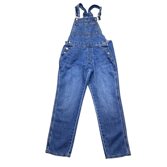 GAP Denim - Gap Denim Bib Overalls Medium Wash Blue Cotton Straight Leg Womens XS Fits 30"